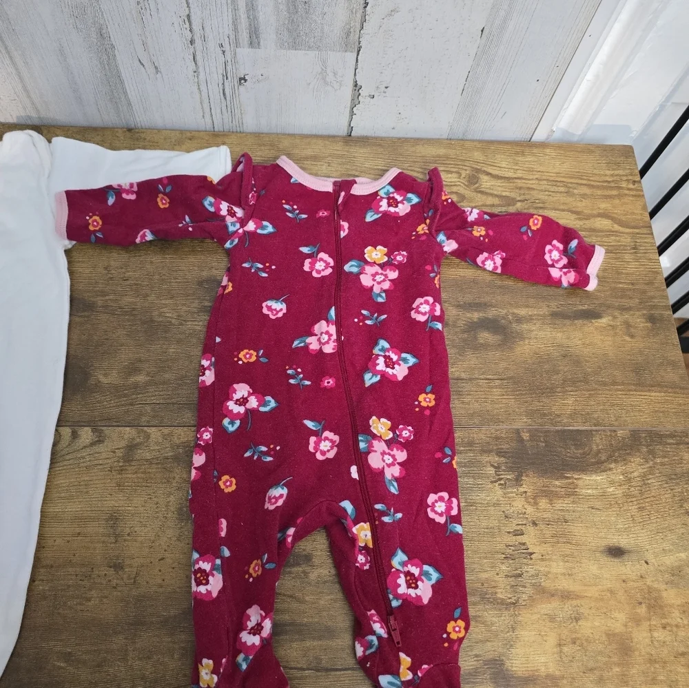 Baby Girls Size 0-3 Months Pajama Lot Of 3